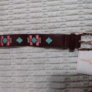 Brown Women's Embroidered Belt